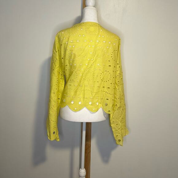 Maeve Anthropologie yellow eyelet lace open front cardigan - Picture 4 of 11